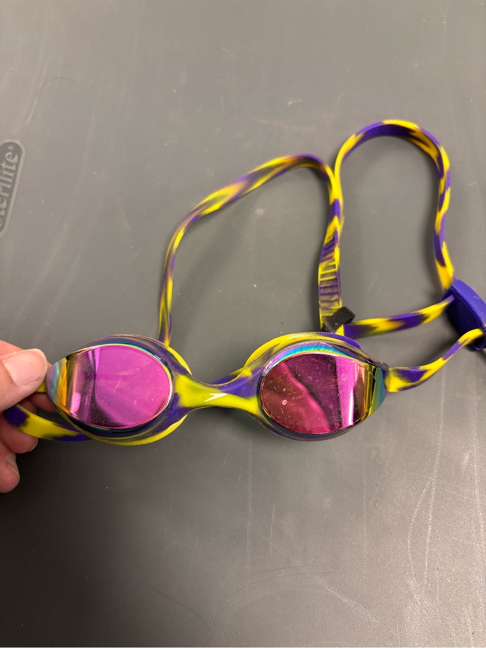 Kids Purple & Yellow Mirrored Swim Goggles - Speedo’s